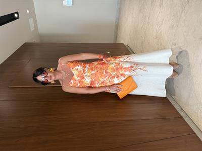 Özel Seri Orange Çiçekli, Askılı Elbise 