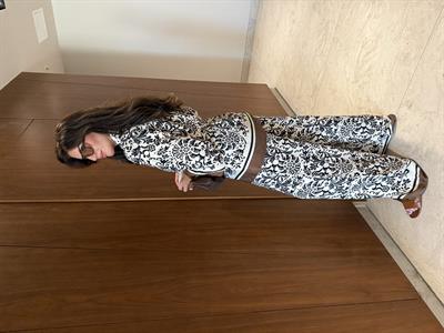 Siyah Desenli , Pantolon & Gömlek , Saten Takım