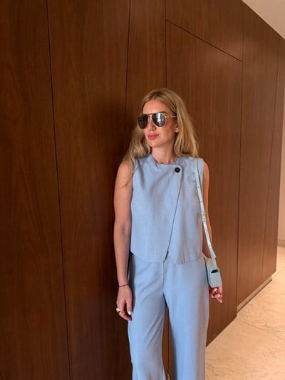 Orijinal Model , Kruvaze Düğmeli , Arka Beli Lastikli , Mavi Takım