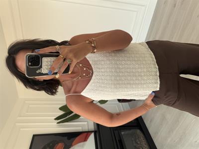 Lastikli , Spagetti Askılı , Beyaz Fisto Bluz