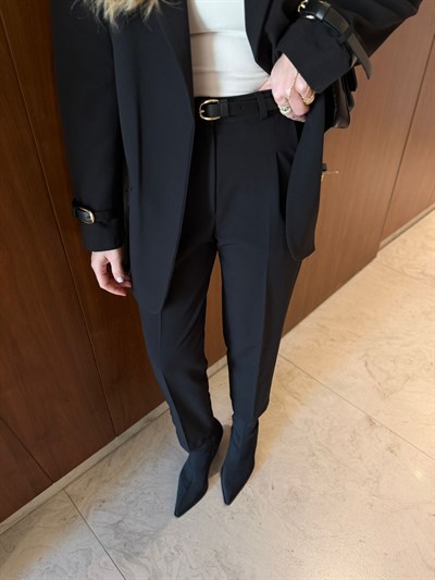 Orijinal Model , Premium , Siyah , Kemerli Blazer & Pantolon Takım