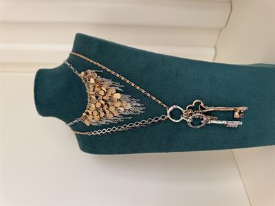 Orijinal Model , Sarkıt Anahtar & Gold Pullu , İkili Kolye