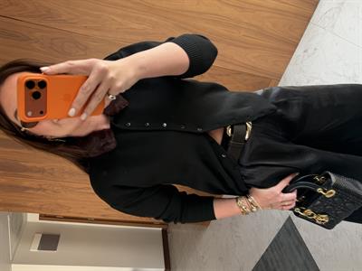 Premium Kalite , Çıkarılabilir Kürk Yakalı , Siyah Triko Hırka