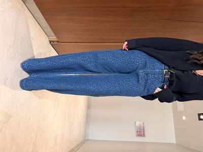 Leopar Desenli , Lacivert , Premium Palazzo Jean