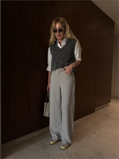 Gri , Yumuşacık Tencel Jean Pantolon