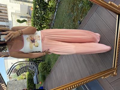 Beli Lastikli , Somon Rengi , Saten Pantolon