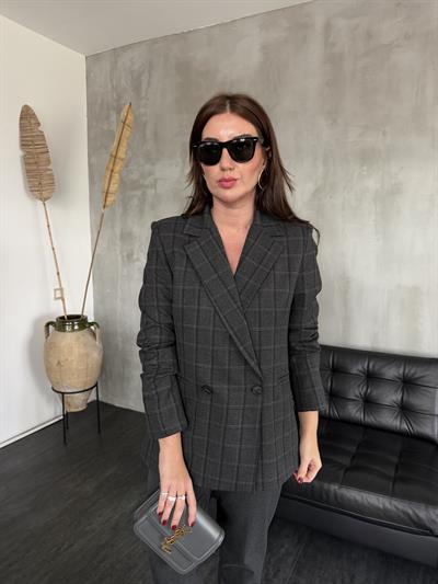 Özel Dokulu , Premium , Gri Blazer Ceket