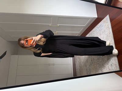 Kaşmir Dokulu Full Likralı Üçlü Siyah Takım