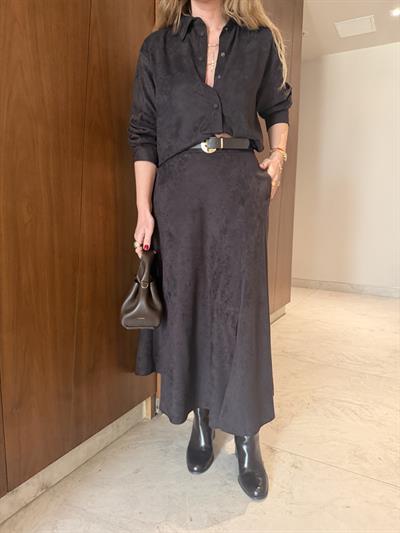 Orijinal Model , Kemerli & Yırtmaçlı , Acıkahve , Premium Süet Etek