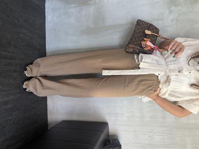 Beli Lastikli , %100 Cotton , Camel Pantolon