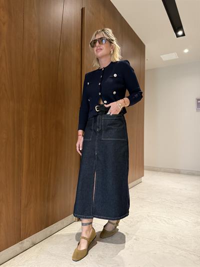 Orijinal Model , Yırtmaçlı , Cep Detaylı , Denim Etek