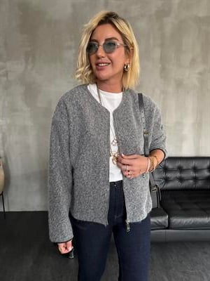 Önden Çift Frermuarlı , Kırçıllı Gri Ceket