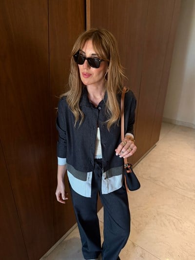 Orijinal Model , Poplin Garnili , Lacivert , Likralı Jean Takım