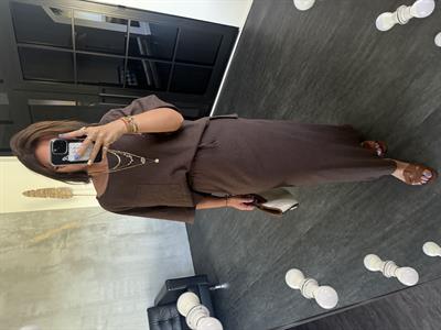 Orijinal Model, Acı Kahve Keten Etek & Bluz Takım