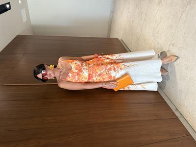 Özel Seri Orange Çiçekli, Askılı Elbise 