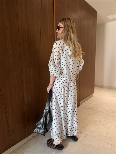 Kolları & Beli Lastikli , Ekru , Premium Puantiyeli Takım