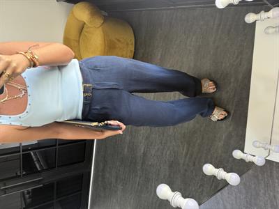 Orijinal Marka %100 Keten Lacivert Palazzo Pantolon