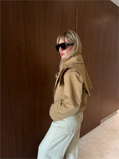 Orijinal Model , Camel , Premium Crop Ceket Mont