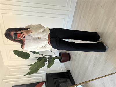 Likralı , Taba Dikişli , Lacivert , Premium Palazzo Jean