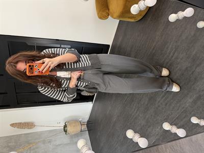 Özel Dokulu , Gri Palazzo Pantolon