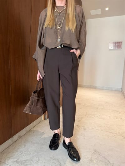 Siyah Deri Kemerli , Acıkahve , Fileto Pantolon