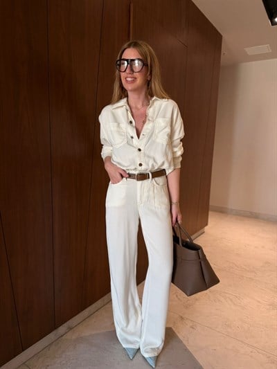 Kemerli , Yumuşacık , Tencel , Ekru Jean Tulum