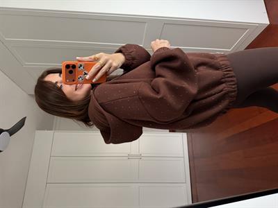 Taş Çakımlı , Parıltılı , Acı Kahve Sweatshirt