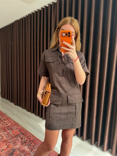 Orijinal Model , Gold Kemerli , Acıkahve Jean Elbise