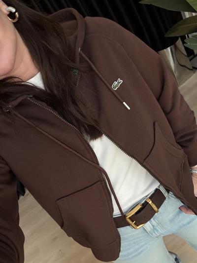 Orijinal Marka Önden Fermuarlı Kahverengi Sweatshirt