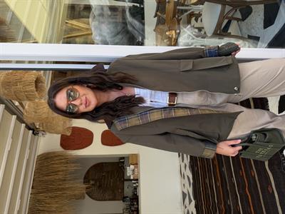 Premium Kalite , Kadife Yakalı , Haki Ceket