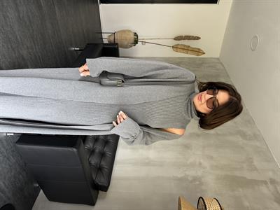 Gri , Hırkalı , Elbise Triko Takım