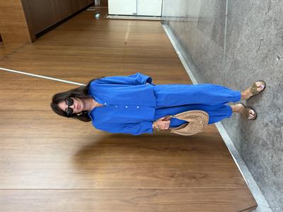 Tencel Modal , Saks Mavi , Gömlek Pantalon Takım