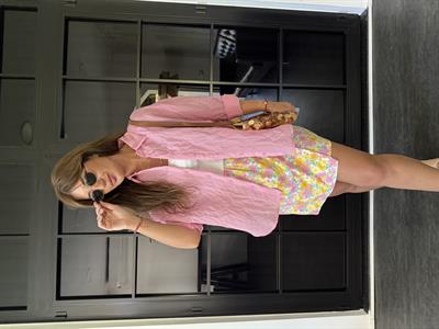 Pembe , Tiril , Oversize Gömlek
