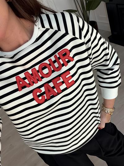 Orijinal Marka , Kırmızı Yazılı , Çizgili Sweatshirt