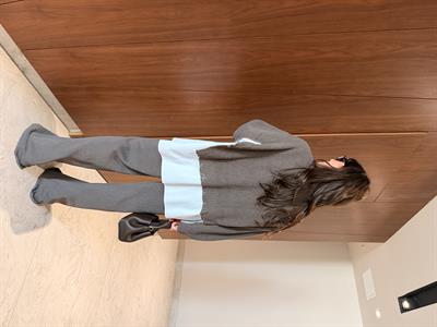 Poplin Detaylı , Önden Fermuarlı , Koyu Vizon Triko Takım