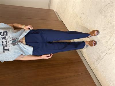 Taba Kemerli , Likralı Krep Kumaş , Lacivert , Havuç Pantolon