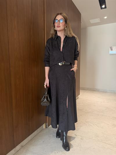 Orijinal Model , Kemerli & Yırtmaçlı , Acıkahve , Premium Süet Etek