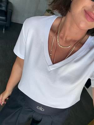 Orijinal Marka %100 Cotton Beyaz V Yaka T-shirt