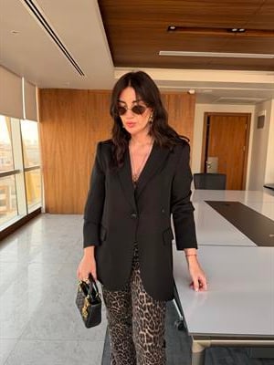 Çift Düğmeli , Kruvaze , Siyah , Premium Blazer Ceket