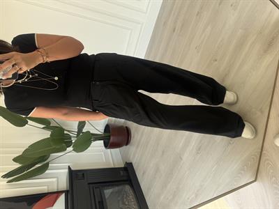 Orijinal Marka , Özel Teknik Kumaş , Siyah Palazzo Pantolon