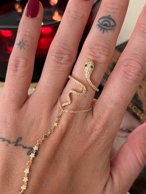 Full Zirkon Taşlı , Gold Serpenti Yüzük