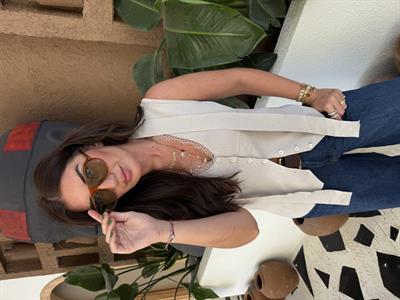 Yakası Dantelli , Fularlı , Likralı , Taş Merserize Yelek