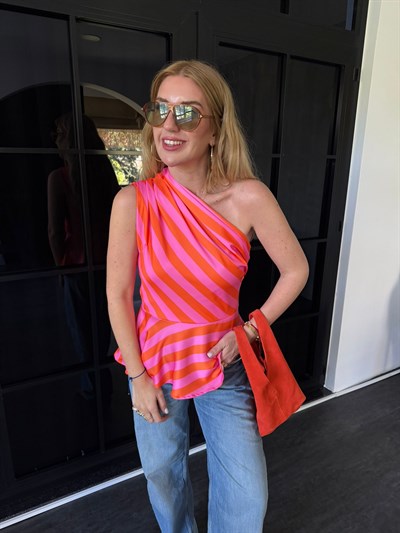 Turuncu & Pembe , Asimetrik Kesim Bluz