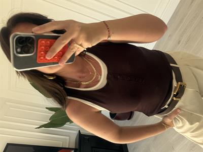 Önü Düğmeli , Çift Katlı , Acı Kahve Top Body