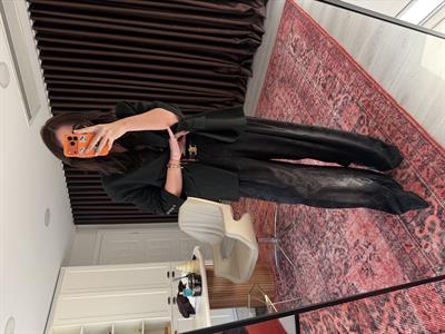 Crocodile Desenli , Siyah Mat Saten Pantolon