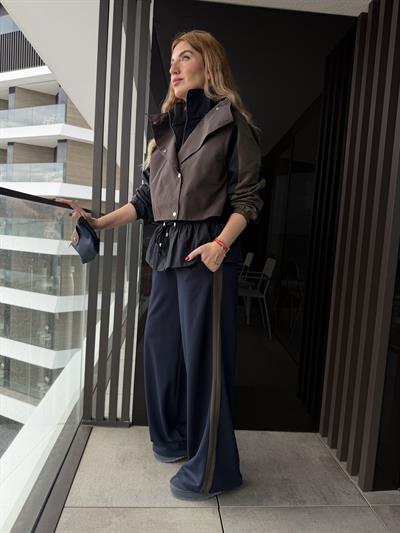 Orijinal Model , Haki Trenç Detaylı , Lacivert Takım