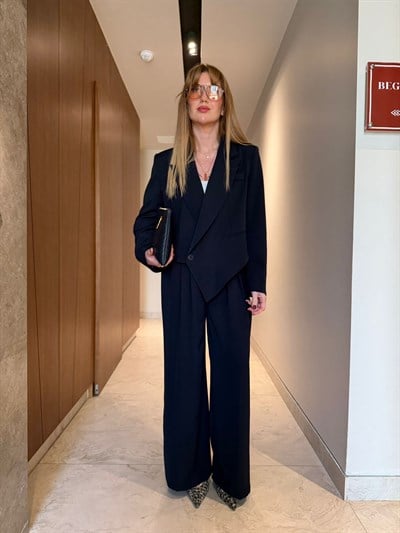 Orijinal Model , Lacivert , Kruvaze Ceket & Pantolon Takım