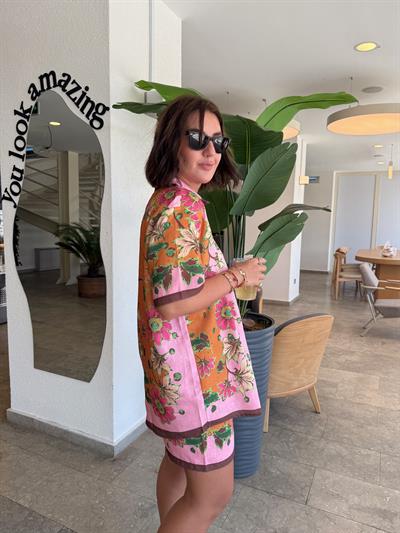 Pembe Desenli , Şort & Gömlek Takım