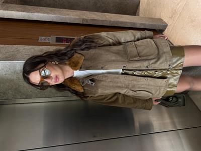 İçi Ekose Astarlı , Kürk Yakalı , Premium Kadife Ceket