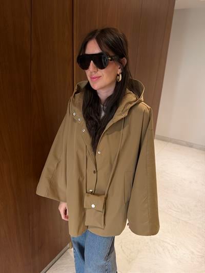 Çantalı , Premium , Camel Pelerin Trençkot 